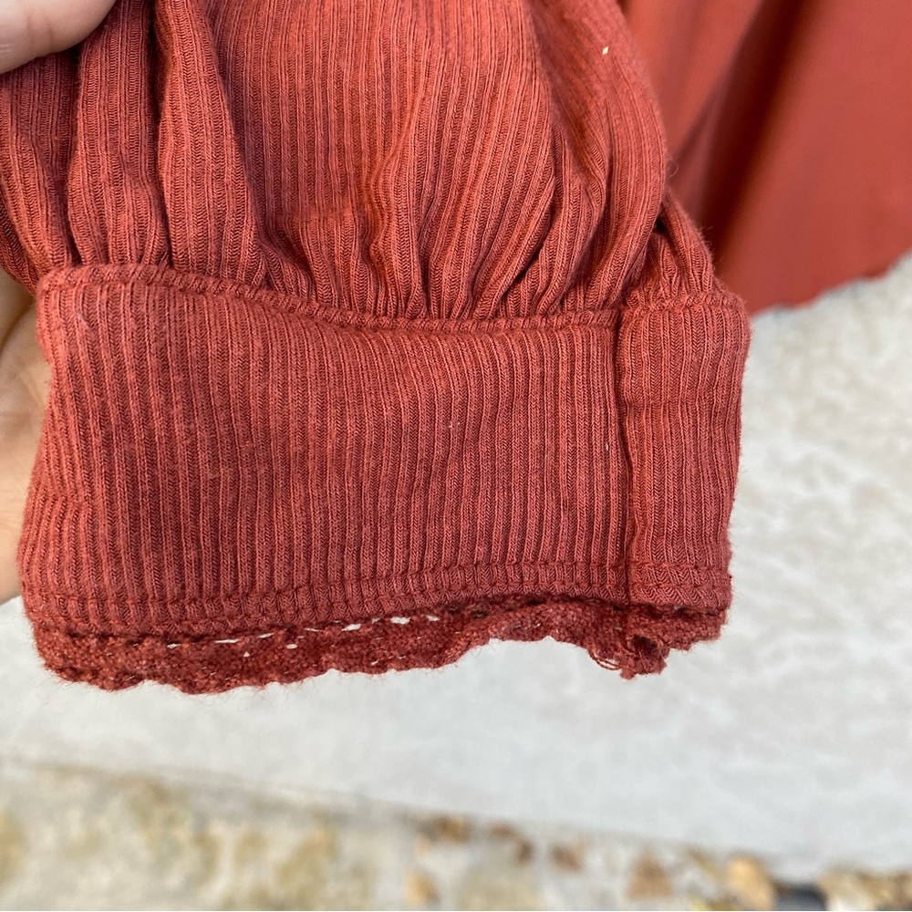 FREE PEOPLE Open Back Ribbed Long Sleeved Flowy Top - Picture 8 of 15